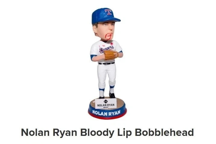 Texas Rangers Nolan Ryan Bloody Lip Bobblehead SGA Presale 9/17 Ships 9/18