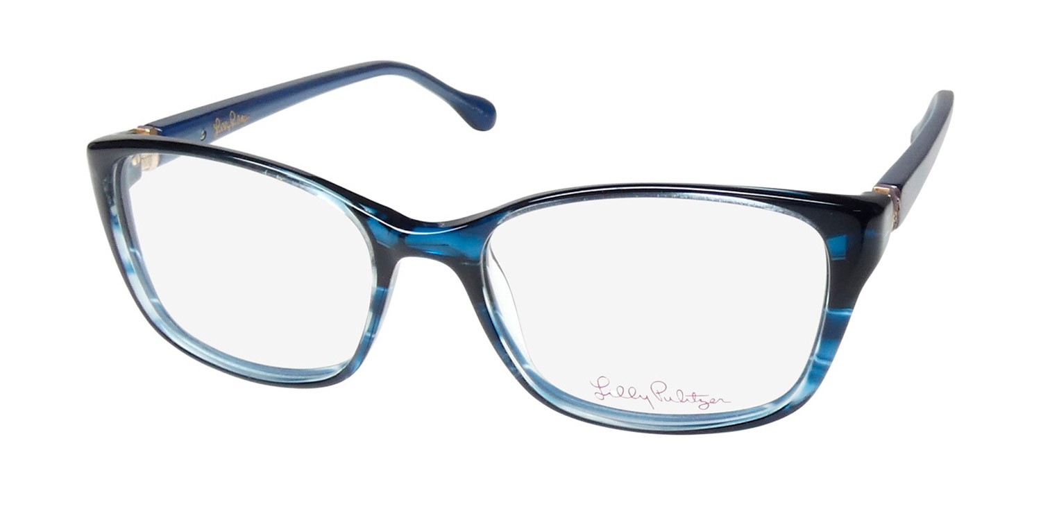 NEW LILLY PULITZER WESTLEY EYEWEAR BLUE 49-16-135 SQUARE PLASTIC FULL-RIM NV