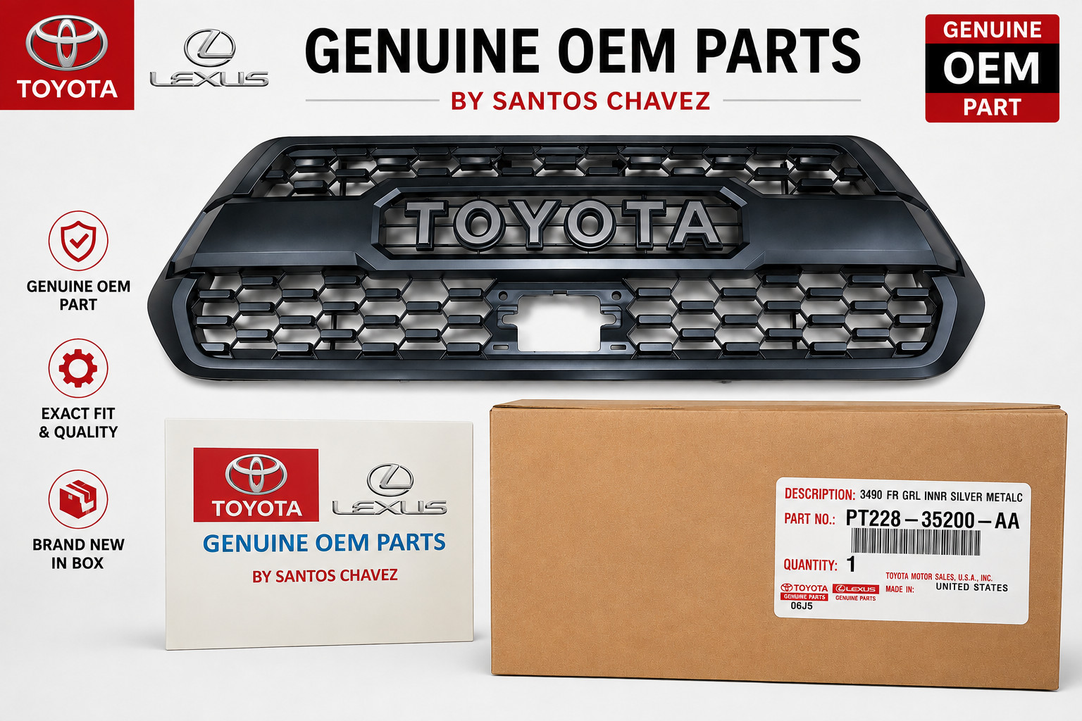 18-23  Tacoma TRD PRO Front Grille W/Silver Gray Lettering GENUINE OEM PART