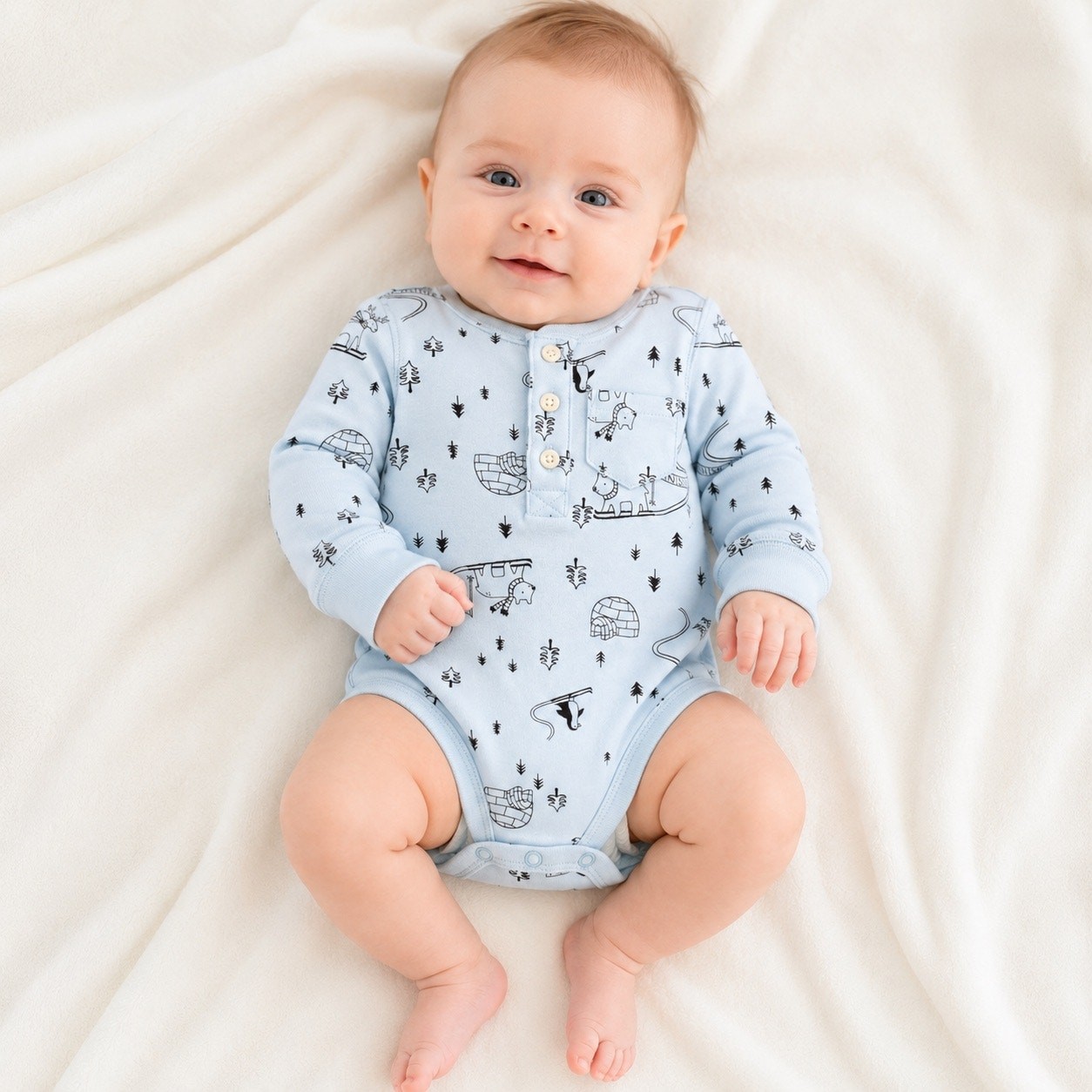 Carter's Baby Boys 3M Blue Ski Print Long Sleeve Cotton Bodysuit NWT Carter's Baby Boys 3M Blue Ski Print Long Sleeve Cotton Bodysuit NWT