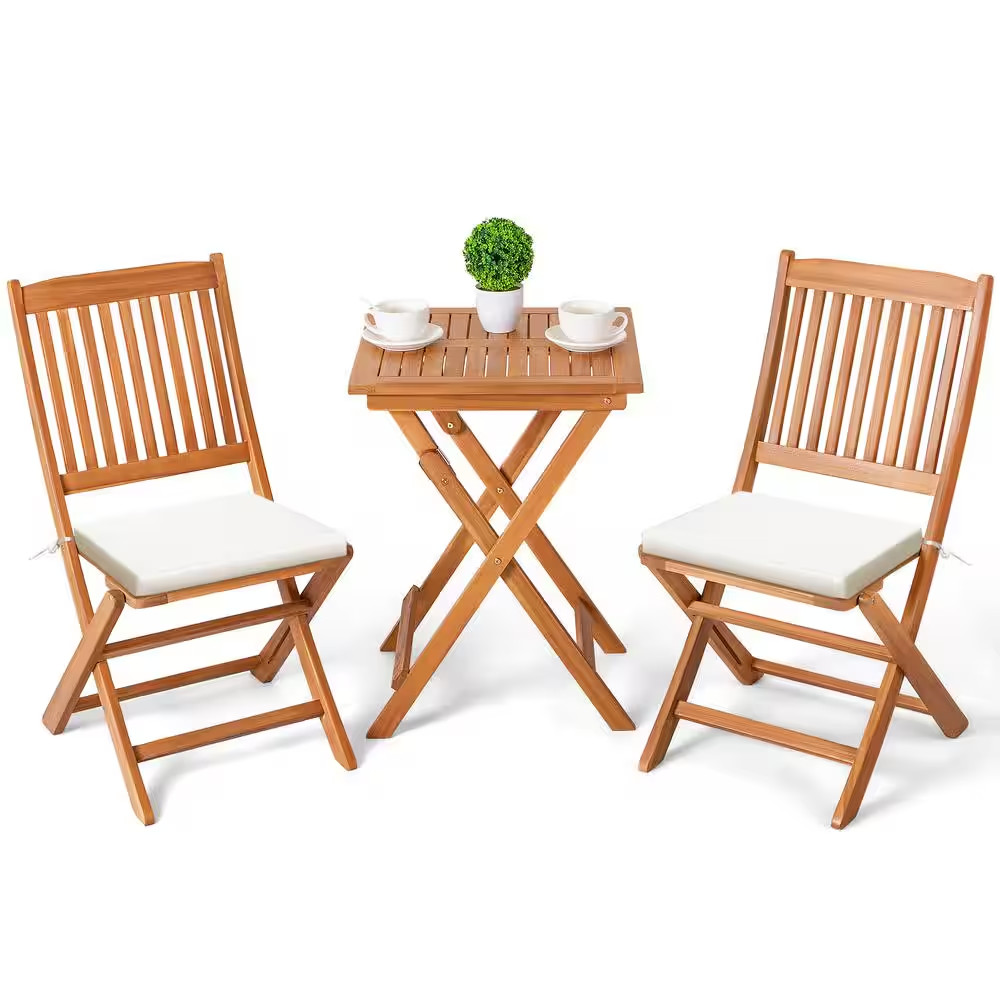 Tozey Chillrest 3-Piece Acacia Wood Folding Patio Bistro Set Tozey Chillrest 3-Piece Acacia Wood Folding Patio Bistro Set