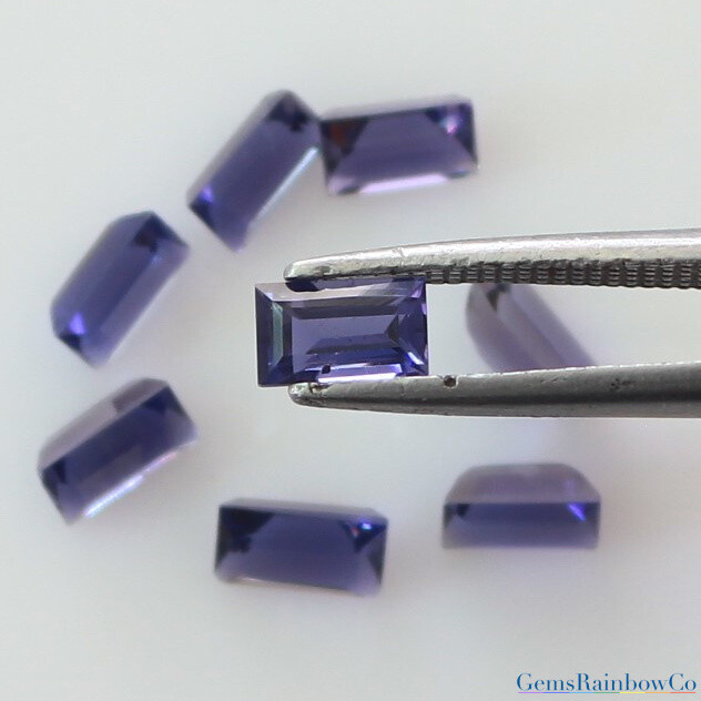 Natural Iolite 5x3mm and 5x2.5mm Baguette Cut Faceted Loose gemstone AAA Quality