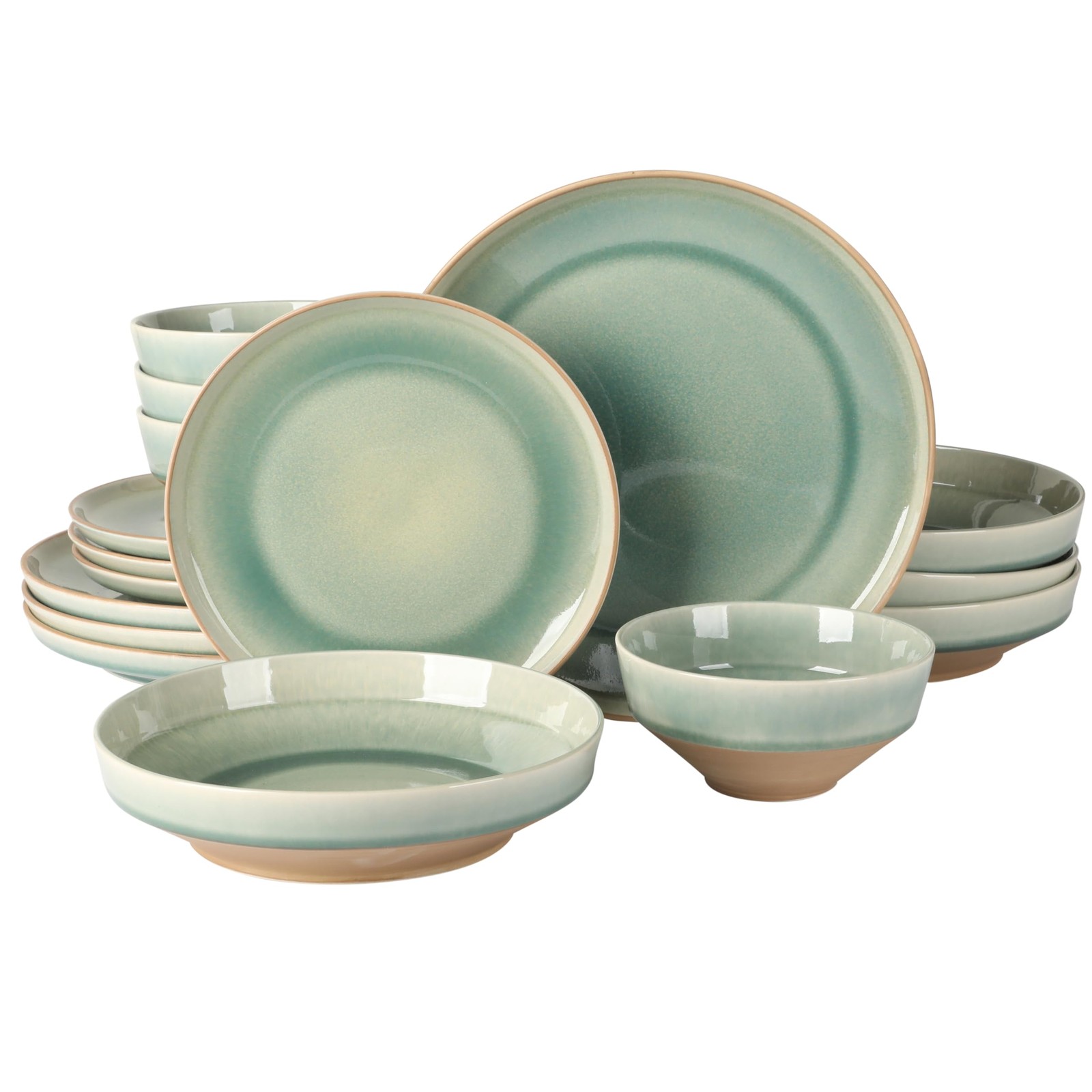 Gibson Elite Hailstone 16 Piece Dinnerware Set Service for 4 - Tropical Green Gibson Elite Hailstone 16 Piece Dinnerware Set Service for 4 - Tropical Green