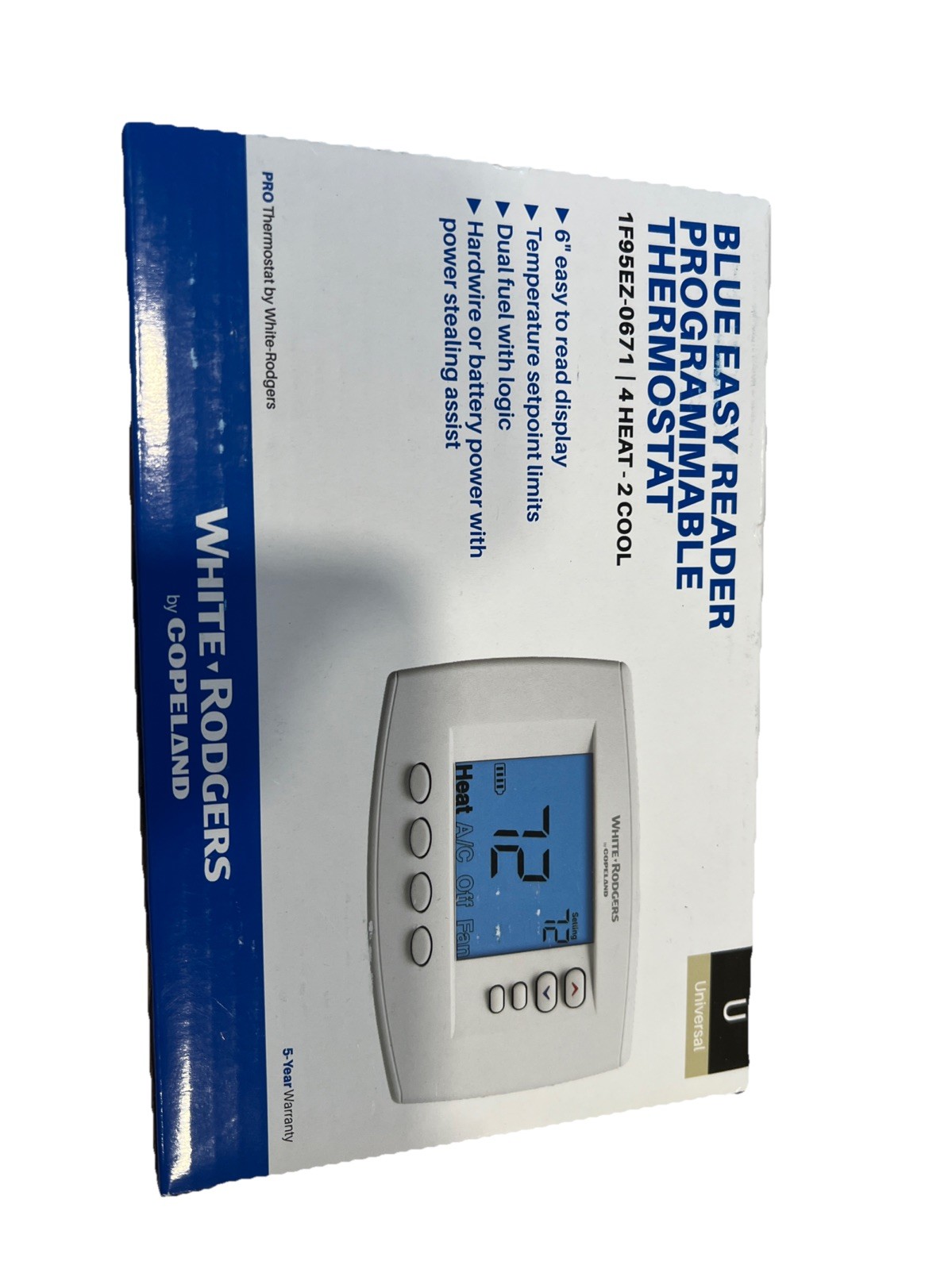 Emerson White Rodgers Blue Easy Reader Programmable Thermostat 1F95EZ-0671 New
