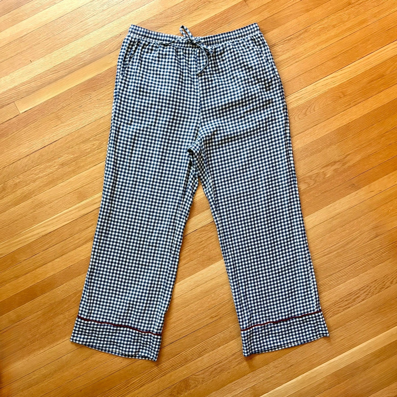 Marea by Liz Joy Navy Gingham Cotton Flannel Pajama Pants M Wide Leg Loungewear Marea by Liz Joy Navy Gingham Cotton Flannel Pajama Pants M Wide Leg Loungewear