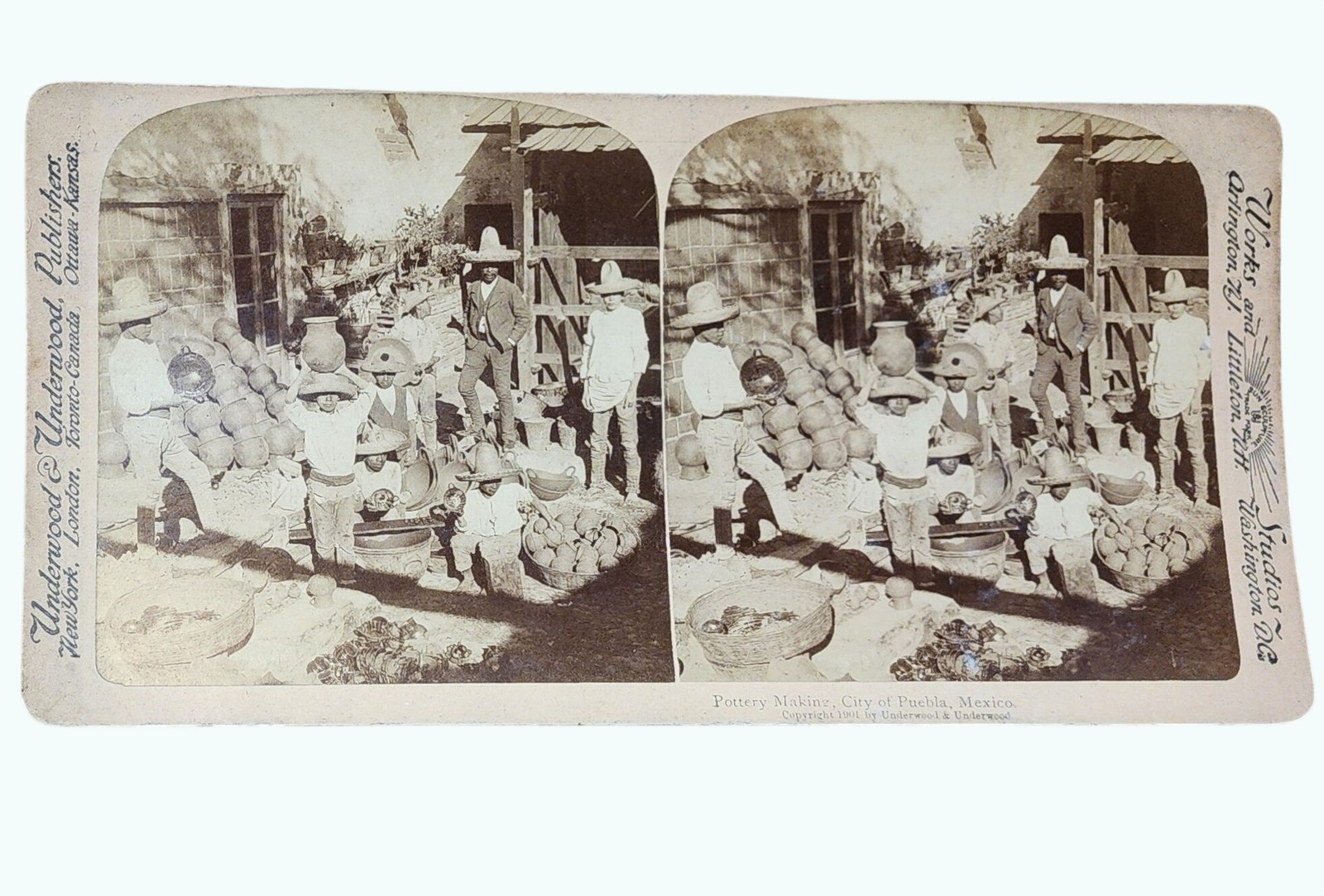 Pottery-Making Underwood Stereoview Puebla Mexico 1901 Antique Photography 