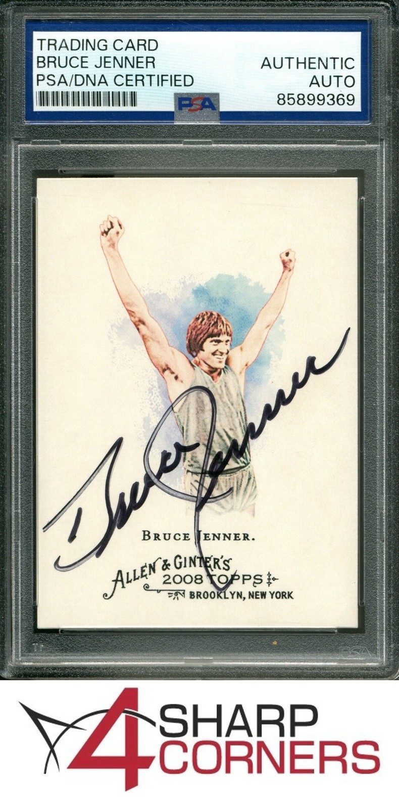 2008 TOPPS SIGNED TRADING CARD #208 BRUCE JENNER PSA DNA AUTO AUTHENTIC