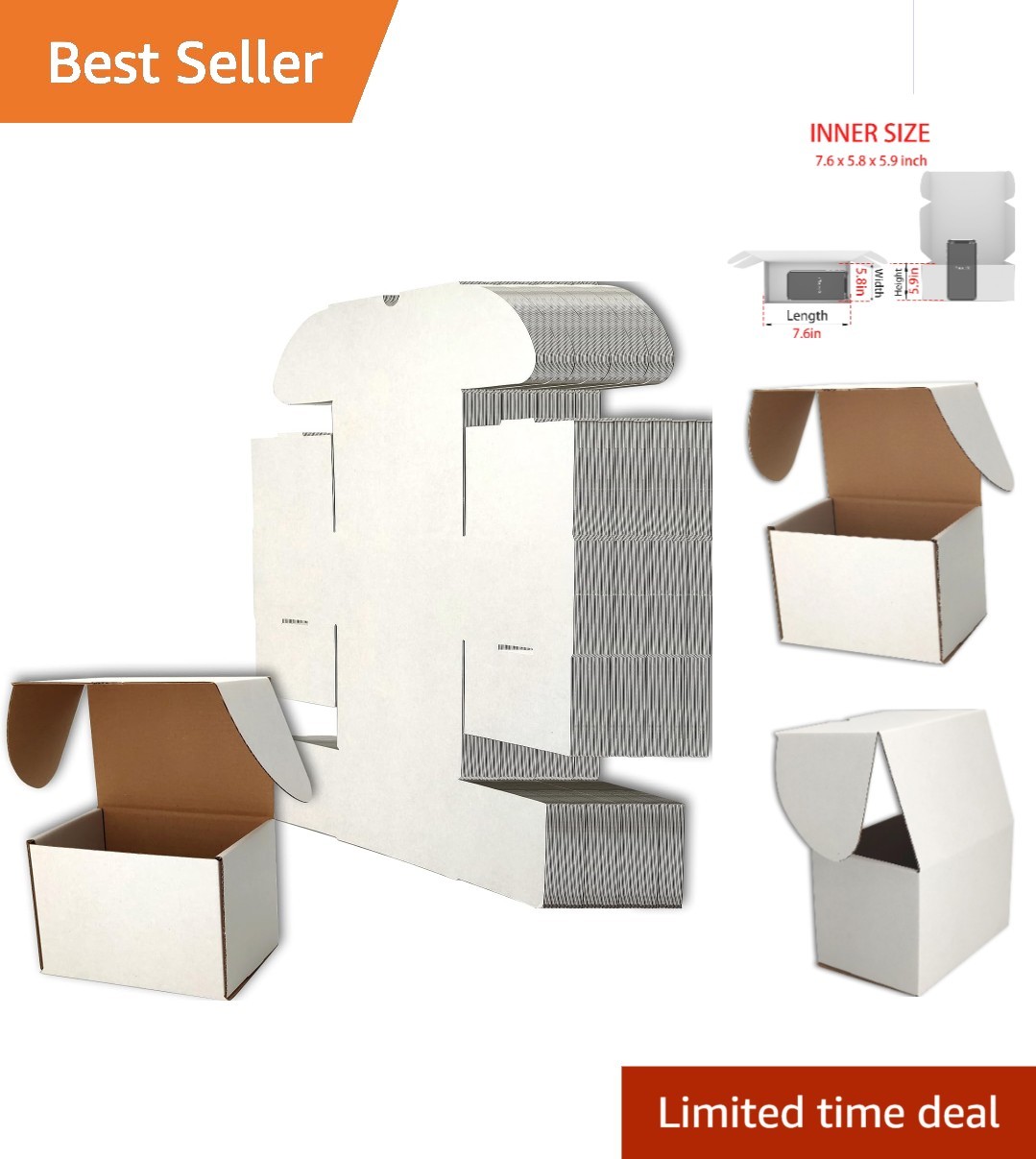 Compact 8x6x6 Shipping Boxes - 25 White Cardboard Mailer Boxes for All Needs