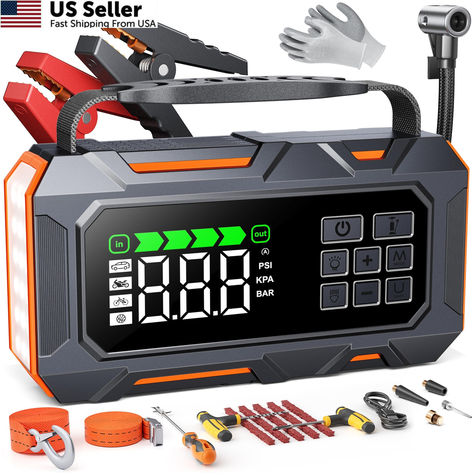 TREKURE 16-in-1 8000A Car Battery Jump Starter with Air Compressor 160PSI,... TREKURE 16-in-1 8000A Car Battery Jump Starter with Air Compressor 160PSI,...