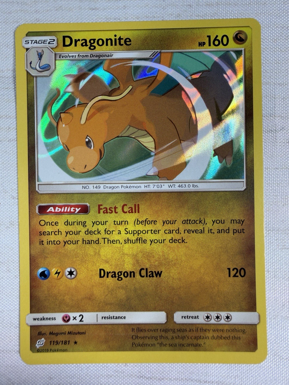 Dragonite 119/181 Sm-Team Up Holo Rare Pokémon NM