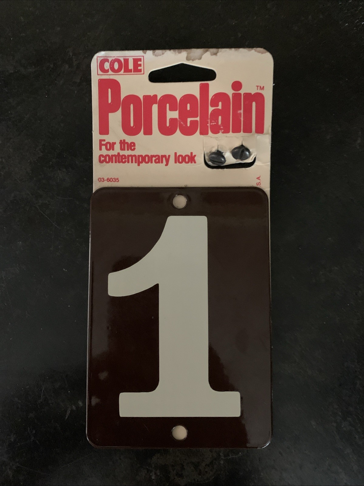 Vintage Cole Porcelain House Number # 1 Vintage Cole Porcelain House Number # 1