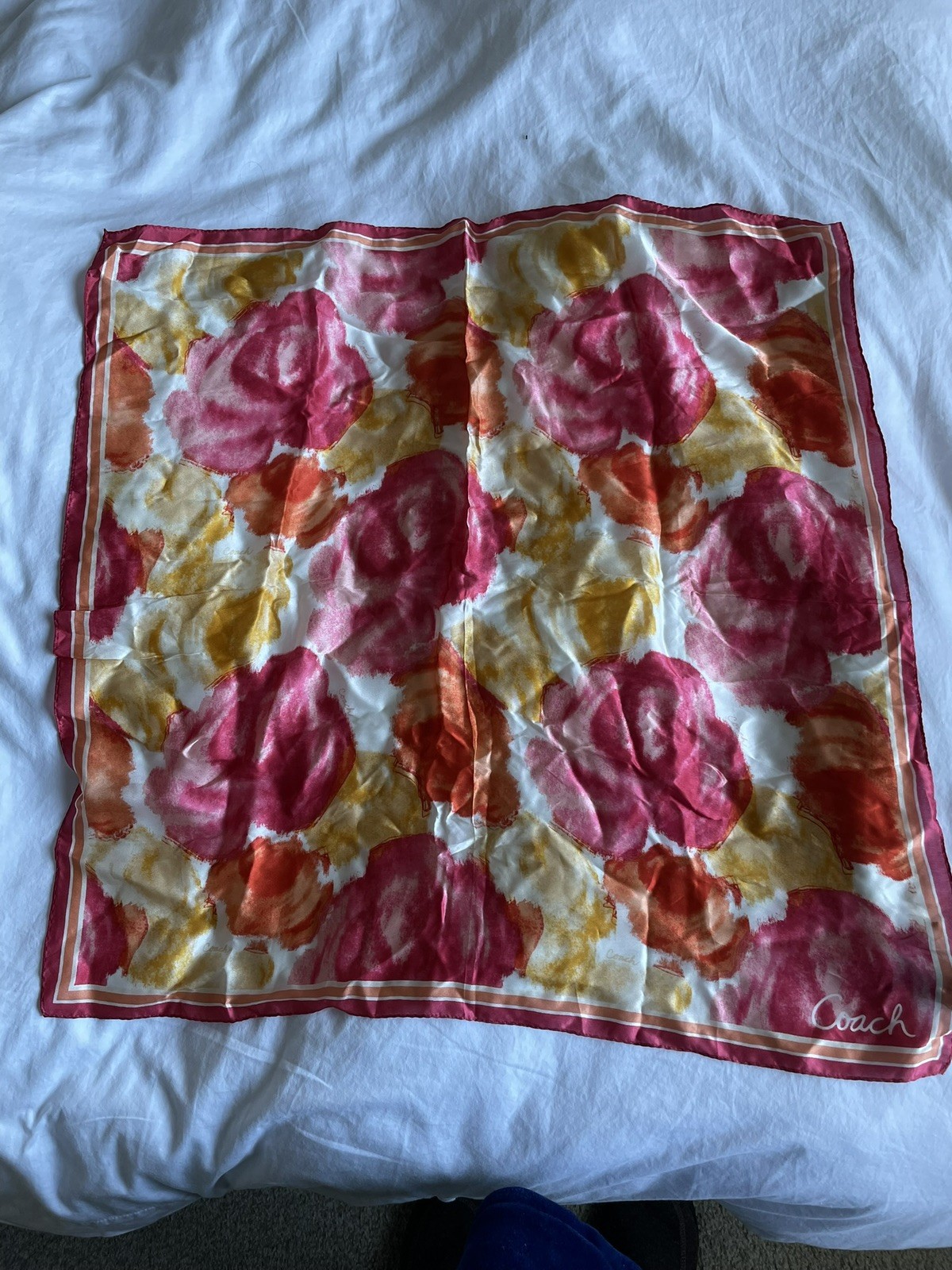 Coach Ash Floral Silk Scarf 27 x 27 nwt pink F83515