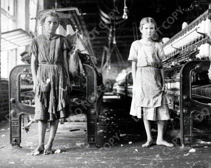 1911 Barefoot Girls Cotton Mill Child Labor Workers 8x10 Historic Photo