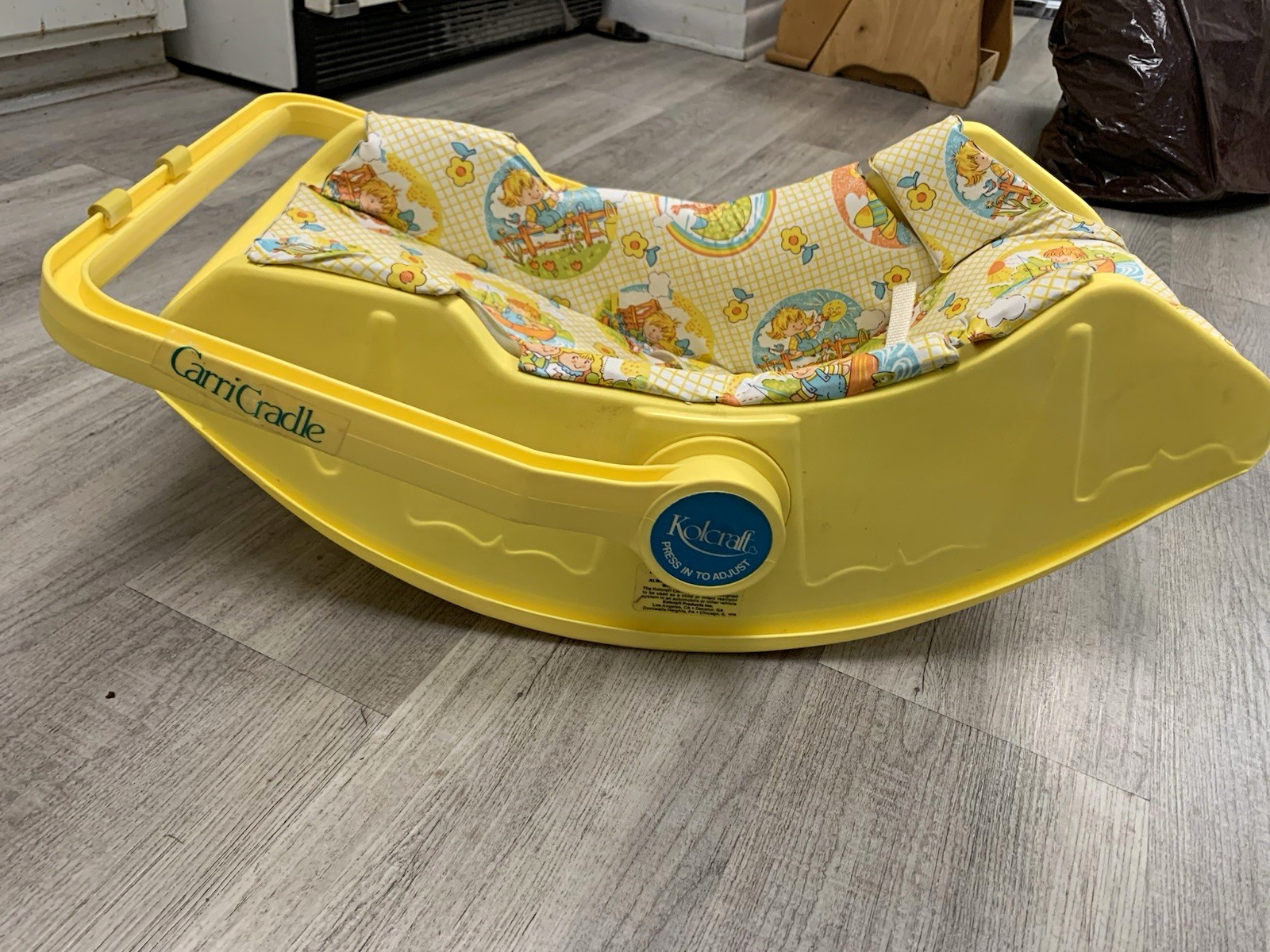 Vintage 1970s/1980s Kolcraft Carri-Cradle Infant Seat & Rocker - Yellow Retro