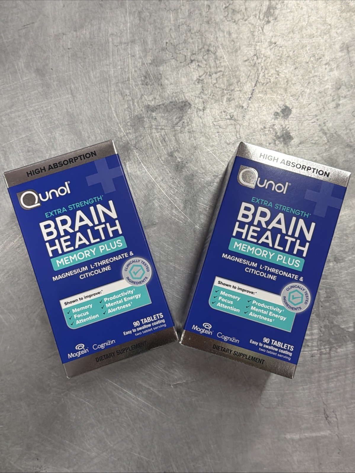 Qunol Brain Health Magnesium L-Threonate Tablets, 90 Count  (2 PACK)