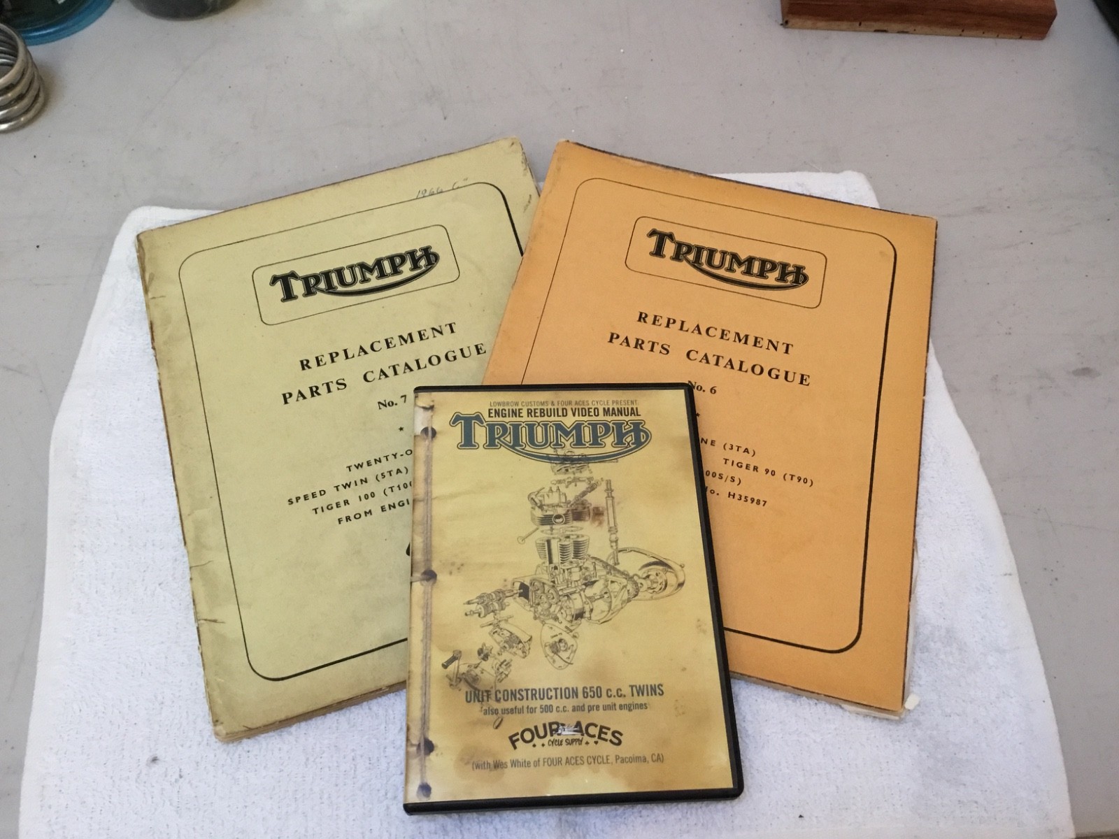 Triumph Motorcycle Replacemenmt Parts Calalogs and Four Aces DVD 