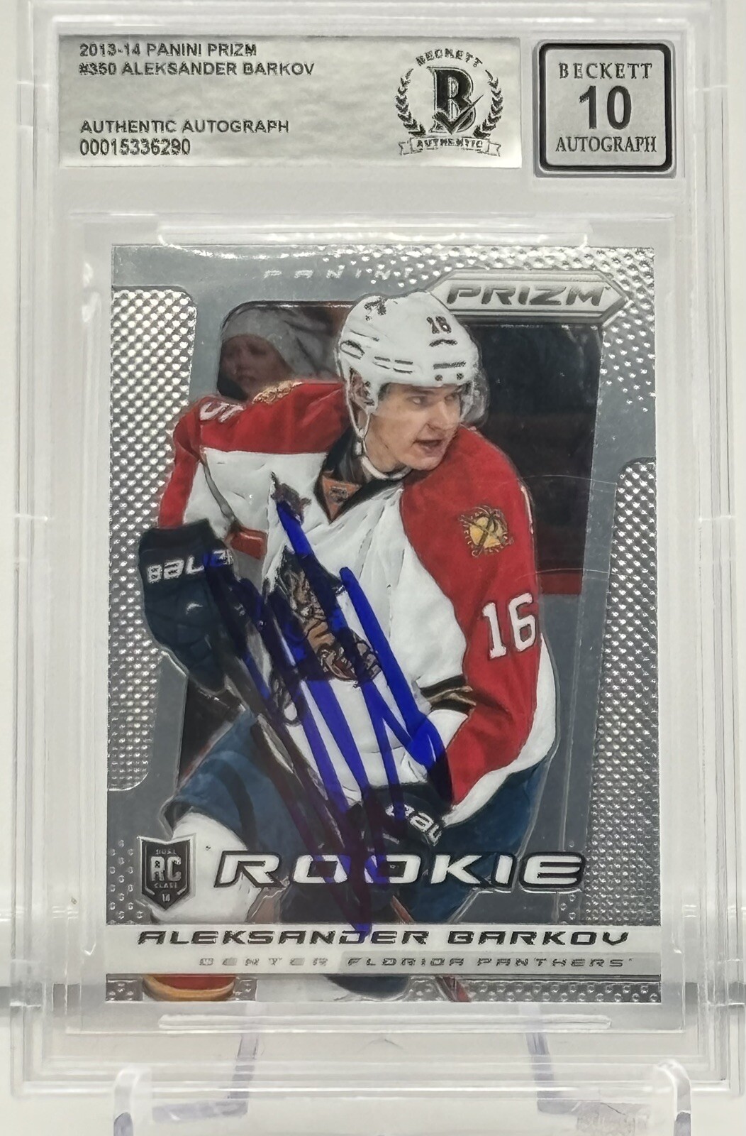Aleksander Barkov Signed 2013-14 Panini Prizm Rookie Card #350 BAS Autograph 10