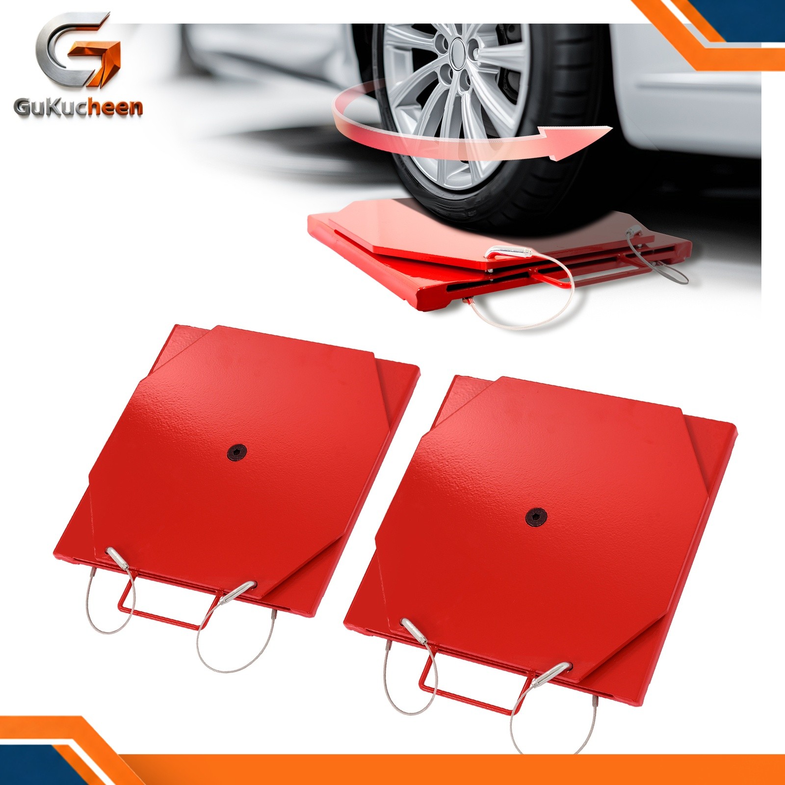 2PC Red Carbon Steel Wheel Alignment Turn Turntable Plate For Car Truck 2TON