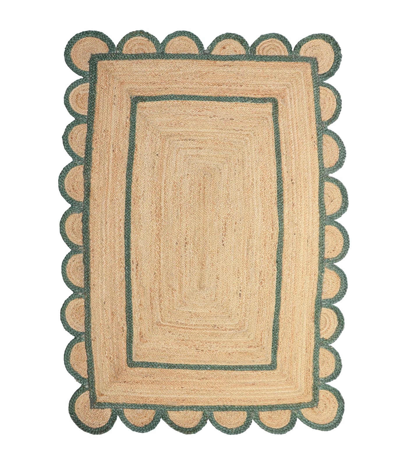 Scallop Pattern Jute Bohemian Area Rug (2\'6\ Scallop Pattern Jute Bohemian Area Rug (2\'6\