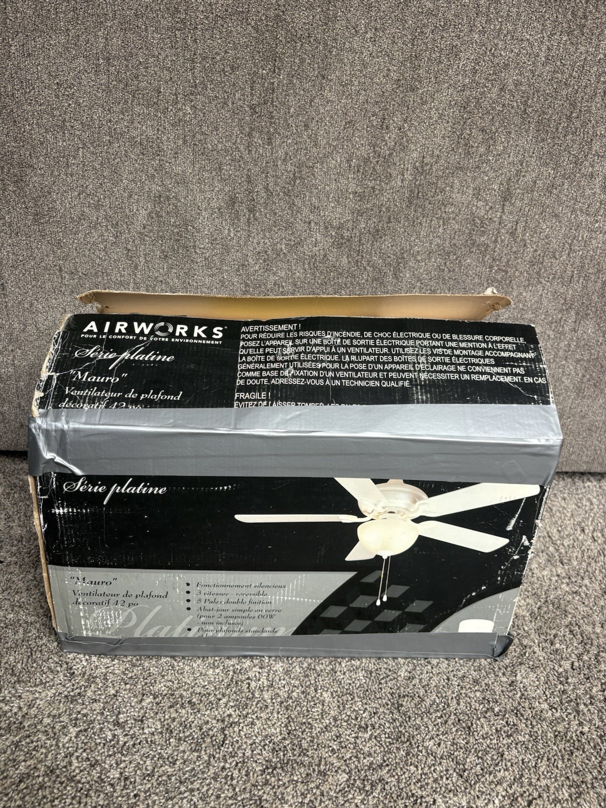 Airworks Mauro 42” 5-Blade Ceiling Fan Light White Vintage NOS 052-4726-6