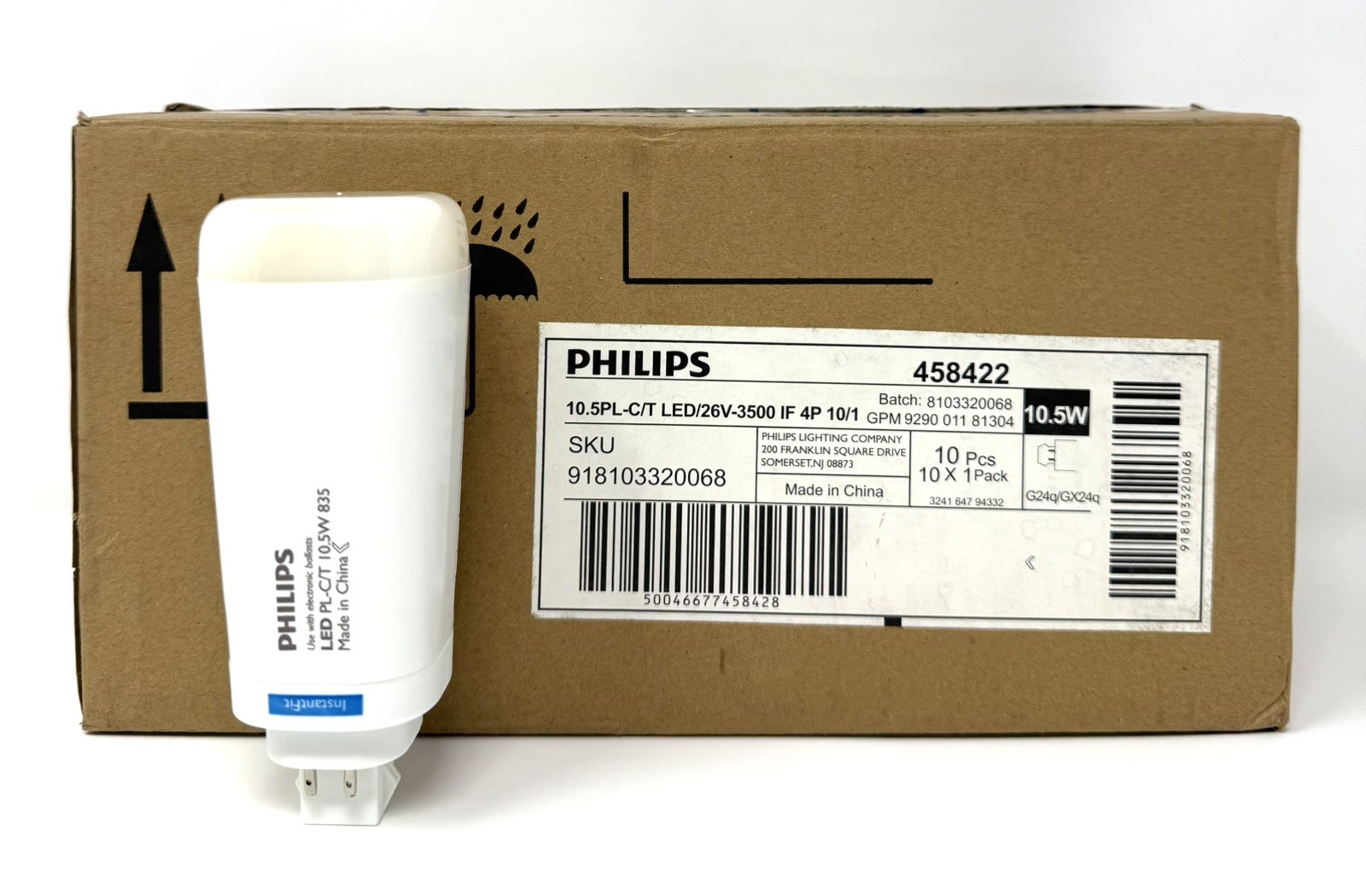 NEW LOT OF 10 Philips 458422 LED PL-C/T 10.5W 3500K GX24q 4-Pin Lamp
