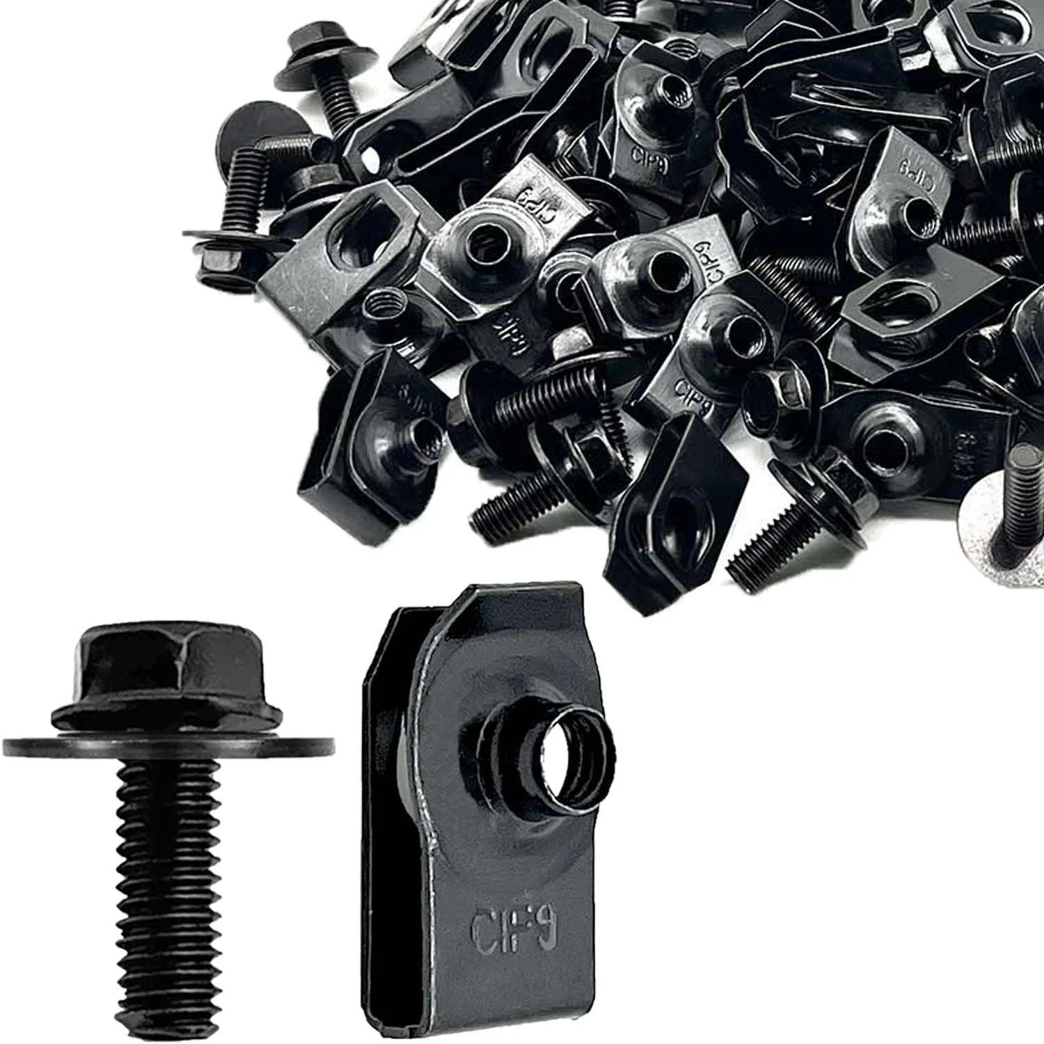 100 Pcs M6-1.0 Body Bolts and U Nuts Kits, Bumper Fender Liner Push Pull -Black 100 Pcs M6-1.0 Body Bolts and U Nuts Kits, Bumper Fender Liner Push Pull -Black