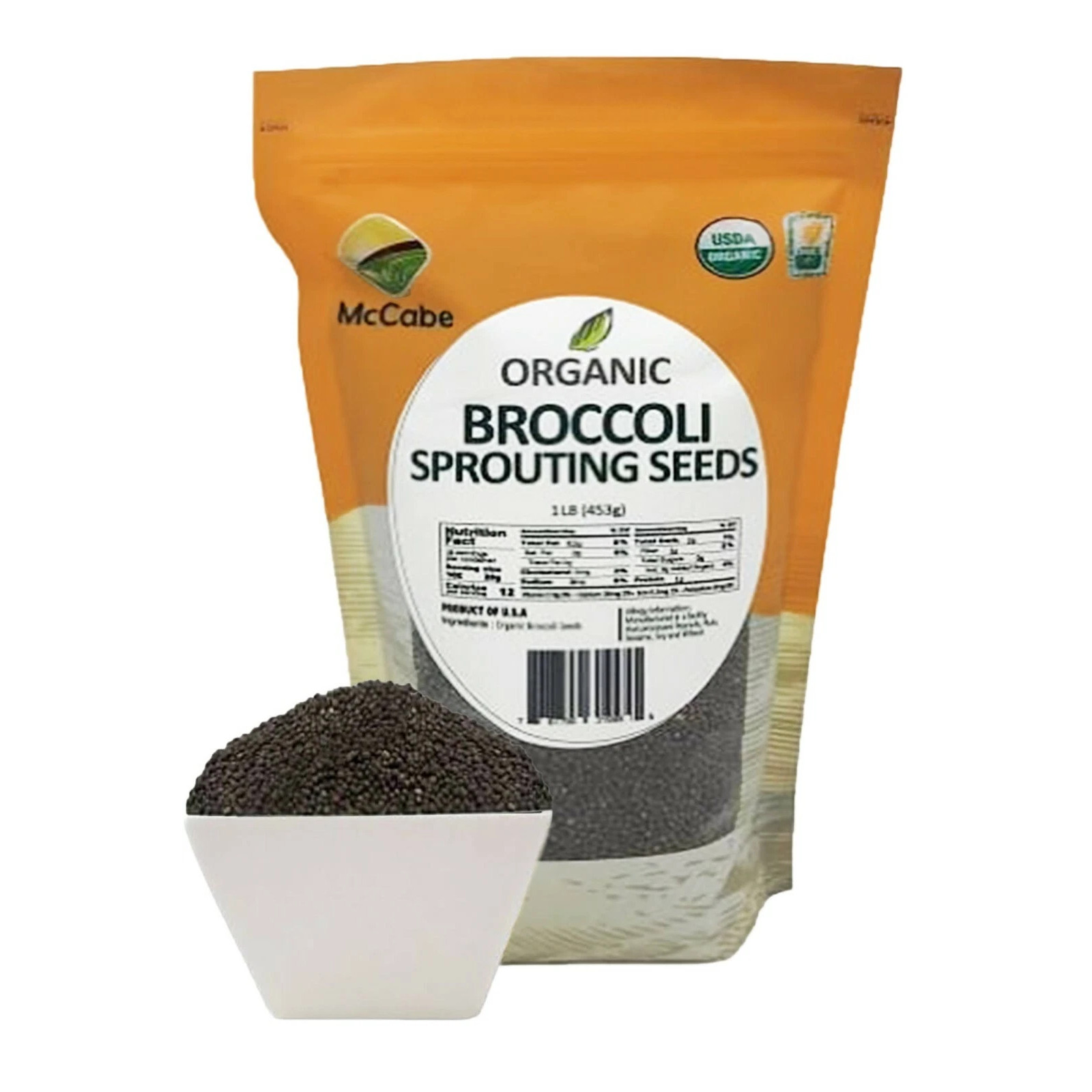 McCabe Organic Broccoli Sprouting Seeds for Microgreens - USDA Certified - 1Lbs