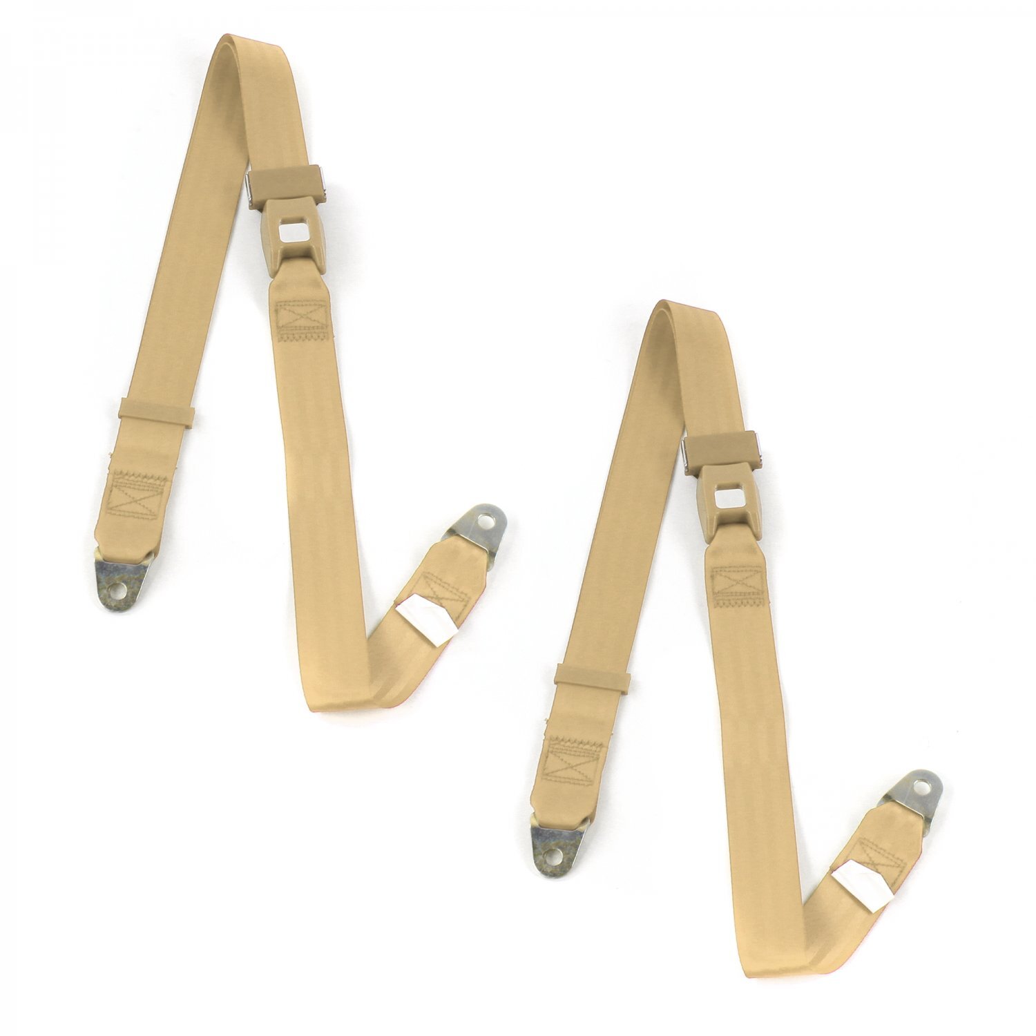 Vintage  1971 - 1974 Standard 2pt Tan Lap Bucket Seat Belt Kit - 2 Belts 