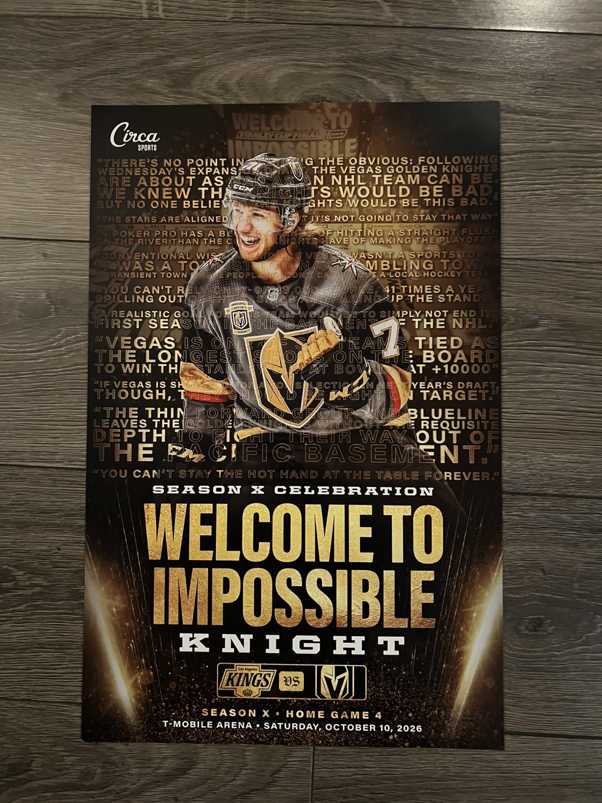 Vegas Golden Knights vs LA Kings 10/10/26 Game Day Poster - Karlsson Vegas Golden Knights vs LA Kings 10/10/26 Game Day Poster - Karlsson