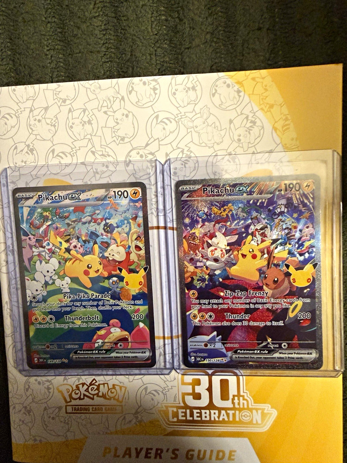 Pokemon 30th Celebration Pikachu Ex SIR 2 cards 150/128 & 153/128 could PSA 10