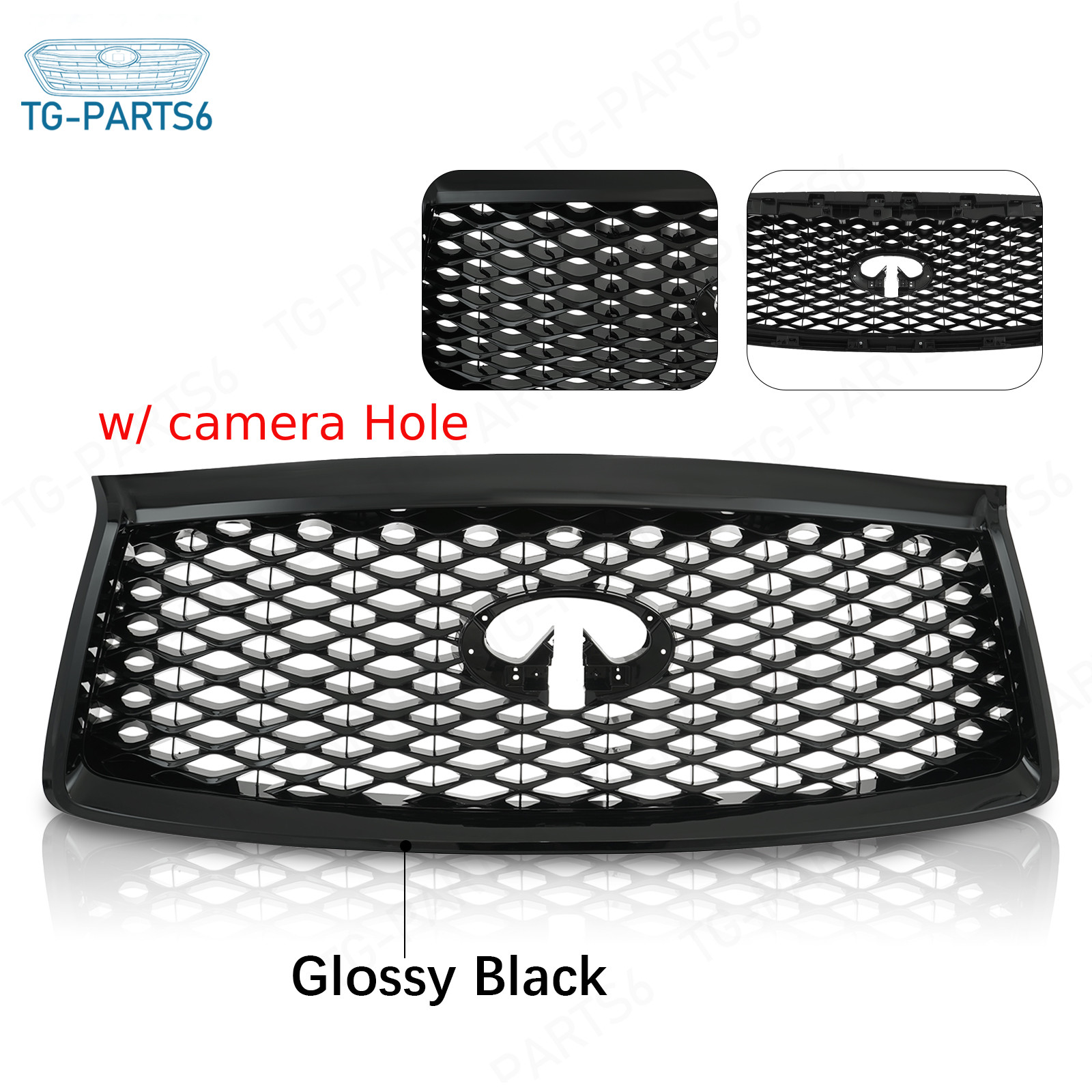 For 2018-2021 Infiniti QX80 Front Bumper Grille Grill Glossy Black 623106GW0A