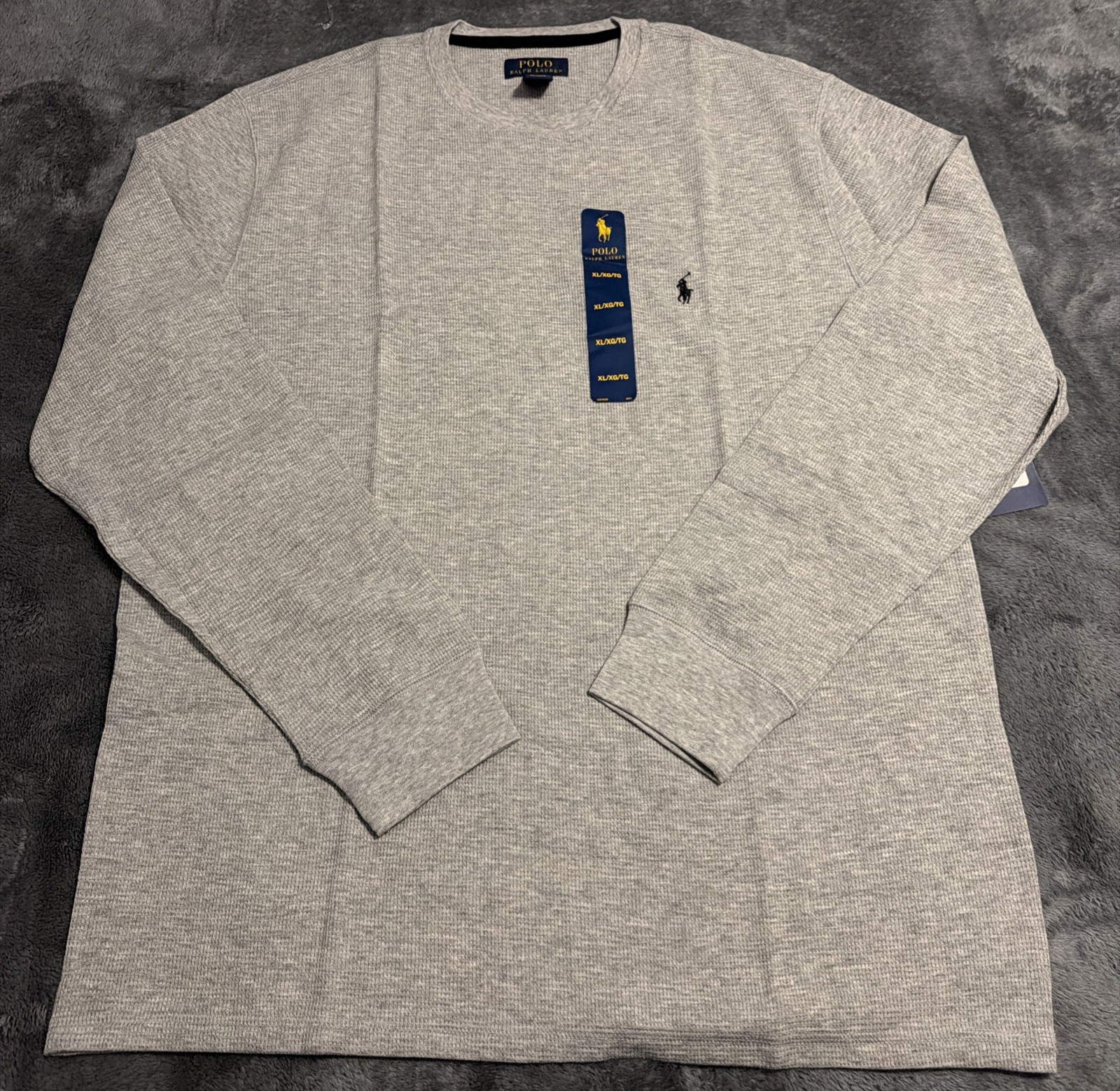 XL Mens Polo Ralph Lauren Thermal Waffle Knit Long Sleeve Gray XL Mens Polo Ralph Lauren Thermal Waffle Knit Long Sleeve Gray