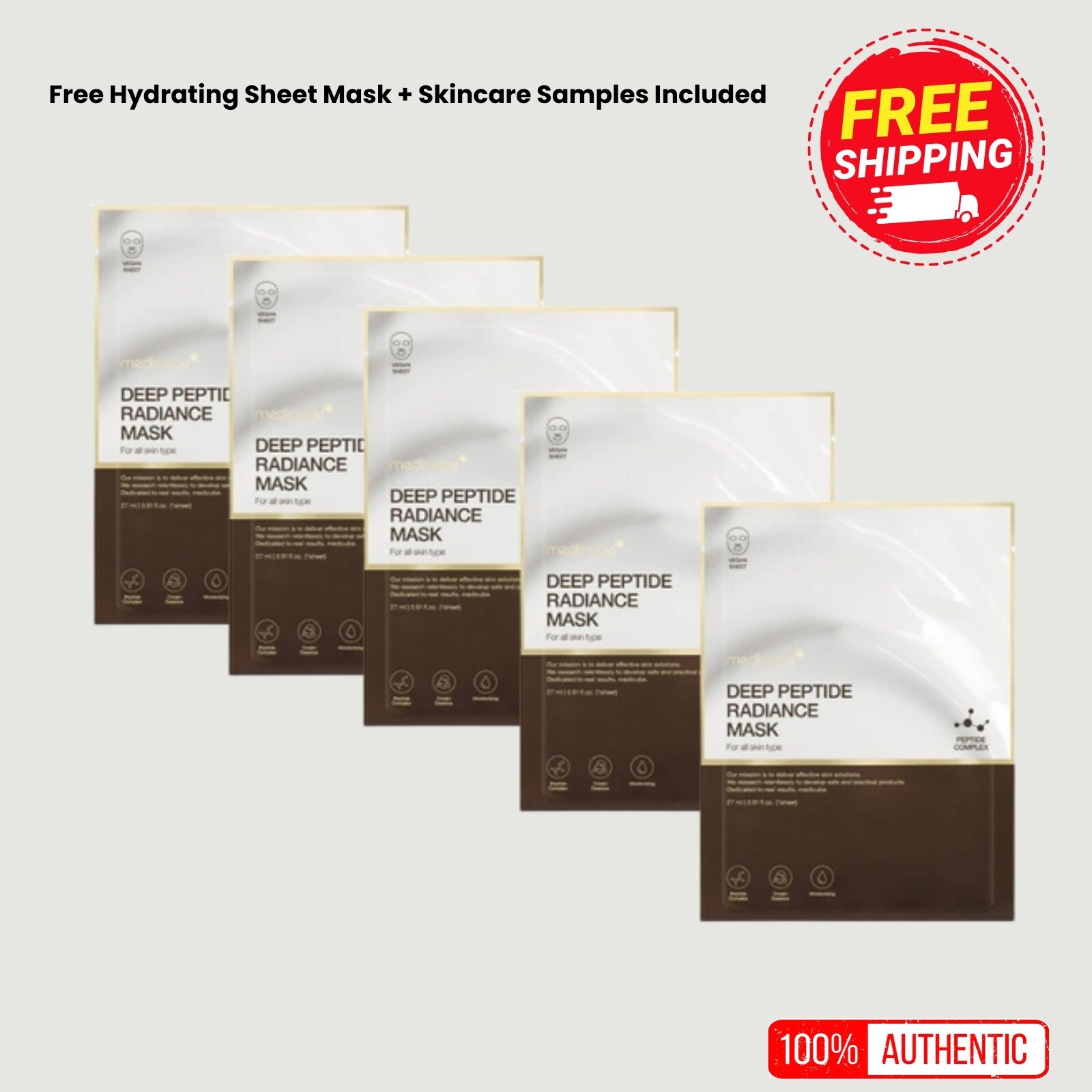 MEDICUBE Deep Peptide Radiance Mask 5ea (27ml X 5sheet) Peptide ComplexUS SELLER