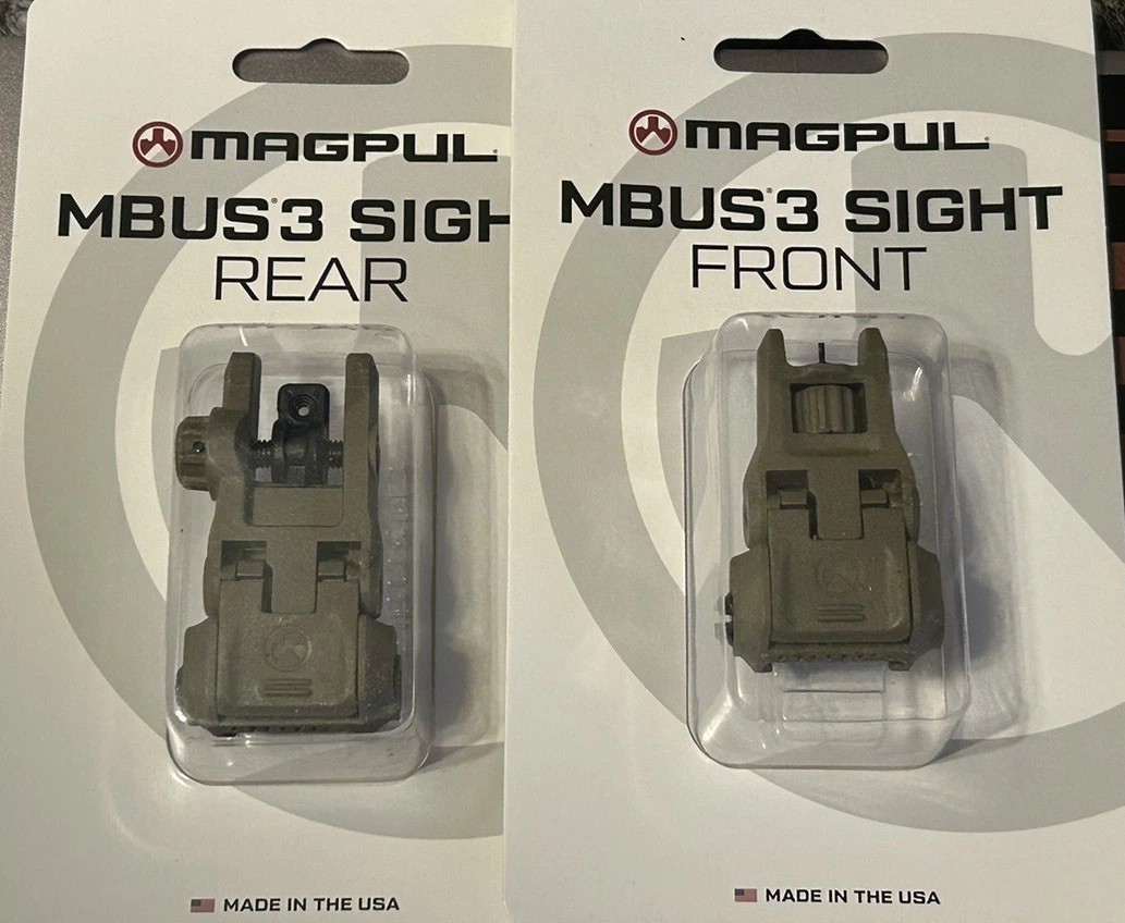 MBUS3 MAGP Sight Set Generation 3 - MBUIS FDE Front & Rear Flip Up Sights MBUS3 MAGP Sight Set Generation 3 - MBUIS FDE Front & Rear Flip Up Sights