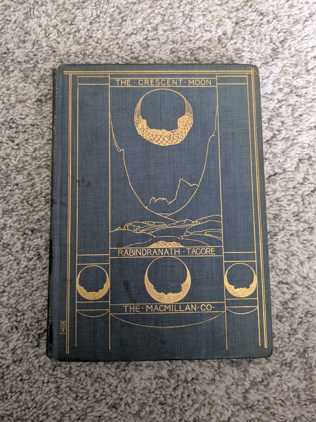 The Crescent Moon by Rabindranath Tagore-First Reprint 1913- Gold Gilt Cover-USA