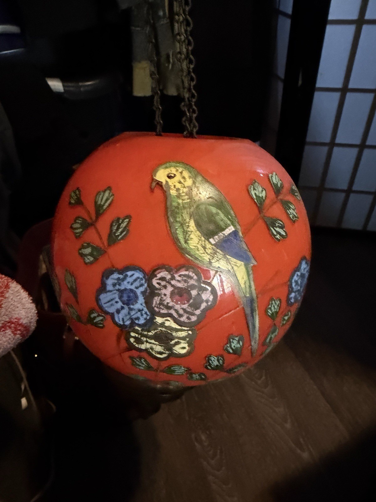 Antique Hand Painted Hanging Lamp.