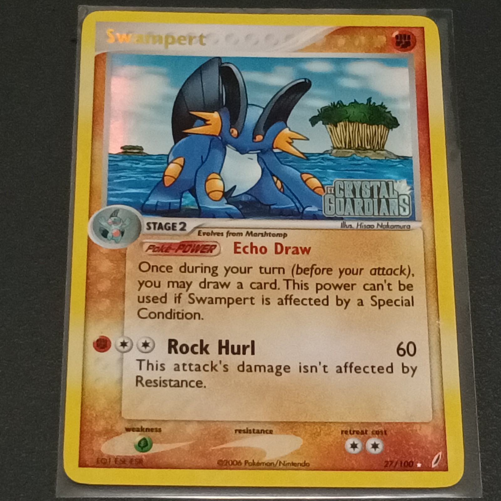 Swampert Crystal Guardians Reverse Holo Card 27/100 STAMPED (LP)