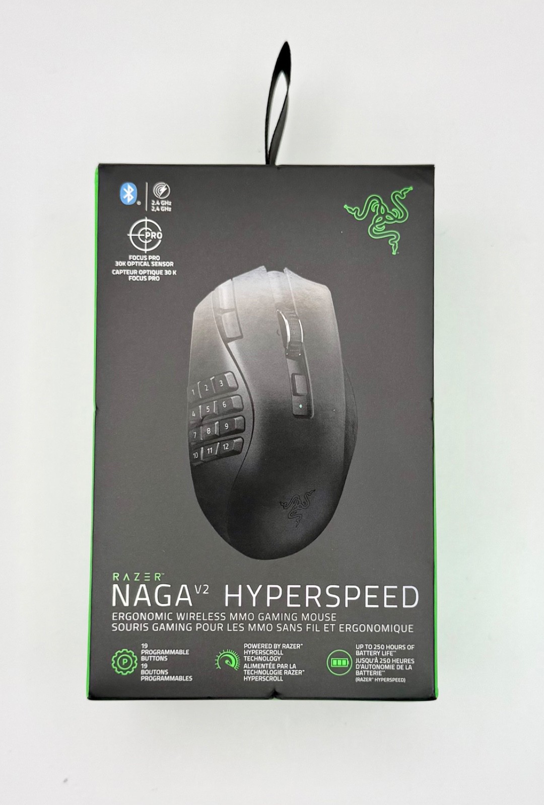New - Razer NAGA v2 Hyper Speed Ergonomic Wireless MMO Gaming Mouse