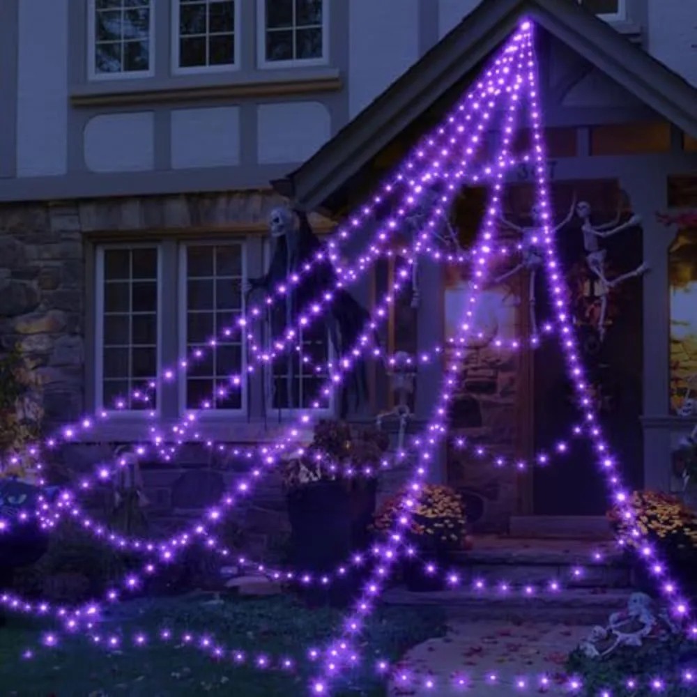 TRIXES GIANT LIGHT-UP SPIDERS WEB AND SPIDER – XL HALLOWEEN DECORATION