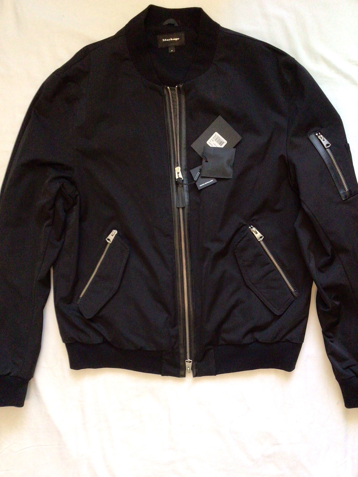 mackage men Ragnar Bomber,black,size 44, NWT, Orig. $750