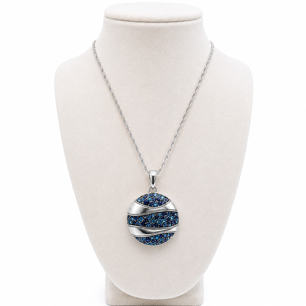 Brighton Crystal Passage Round Necklace Blue Silver Adjustable Pendant NEW $98