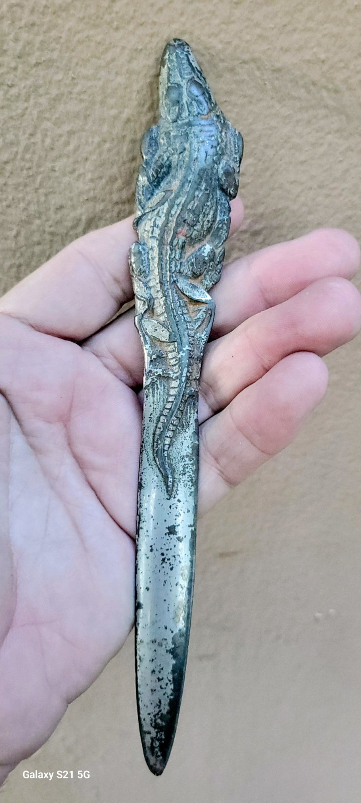 Antique Alligator Metal Letter Opener RARE c1910s Antique Alligator Metal Letter Opener RARE c1910s
