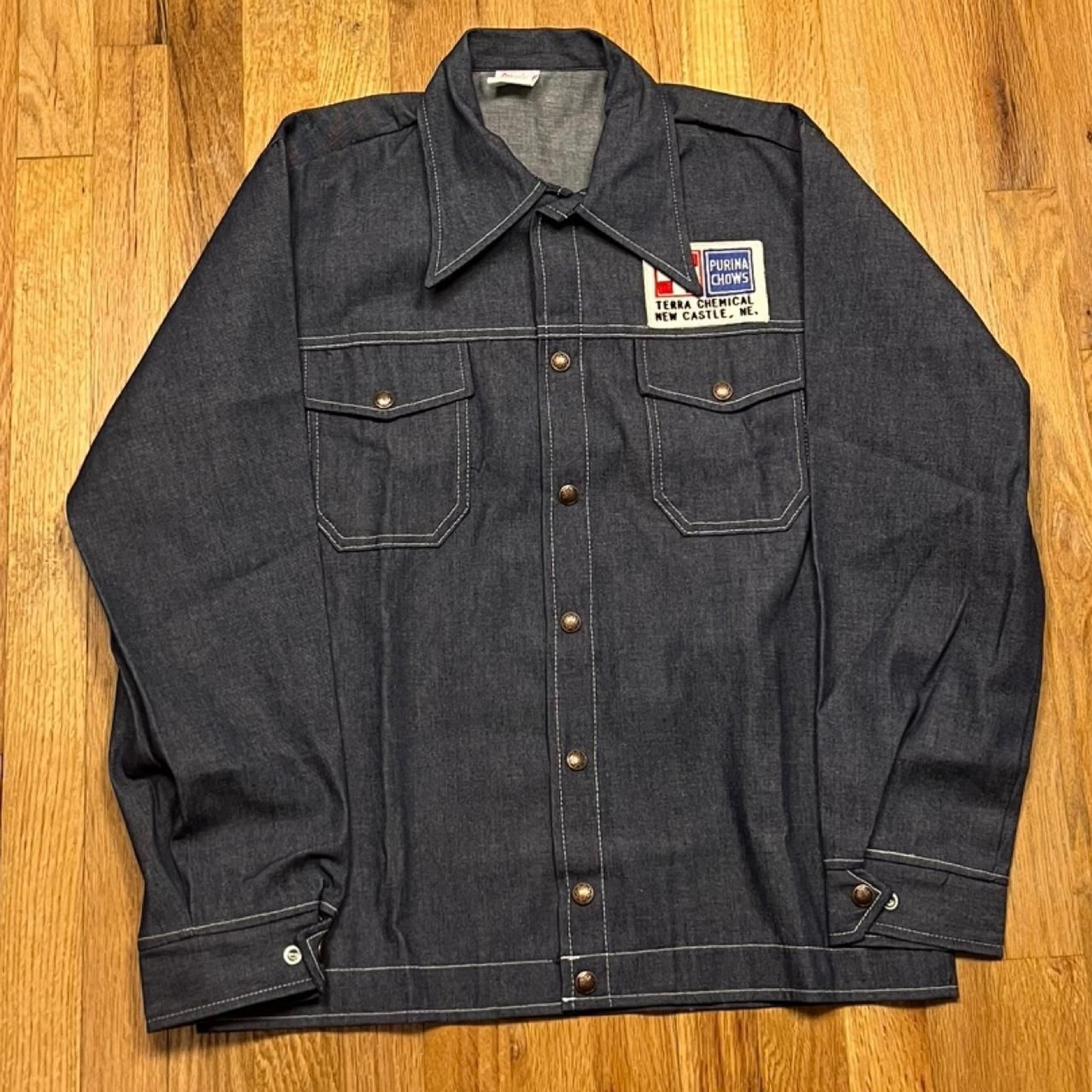 Dead stocl cap n jac Purina uniform 1970s American-vintage Men\'s denim Jacket Dead stocl cap n jac Purina uniform 1970s American-vintage Men\'s denim Jacket