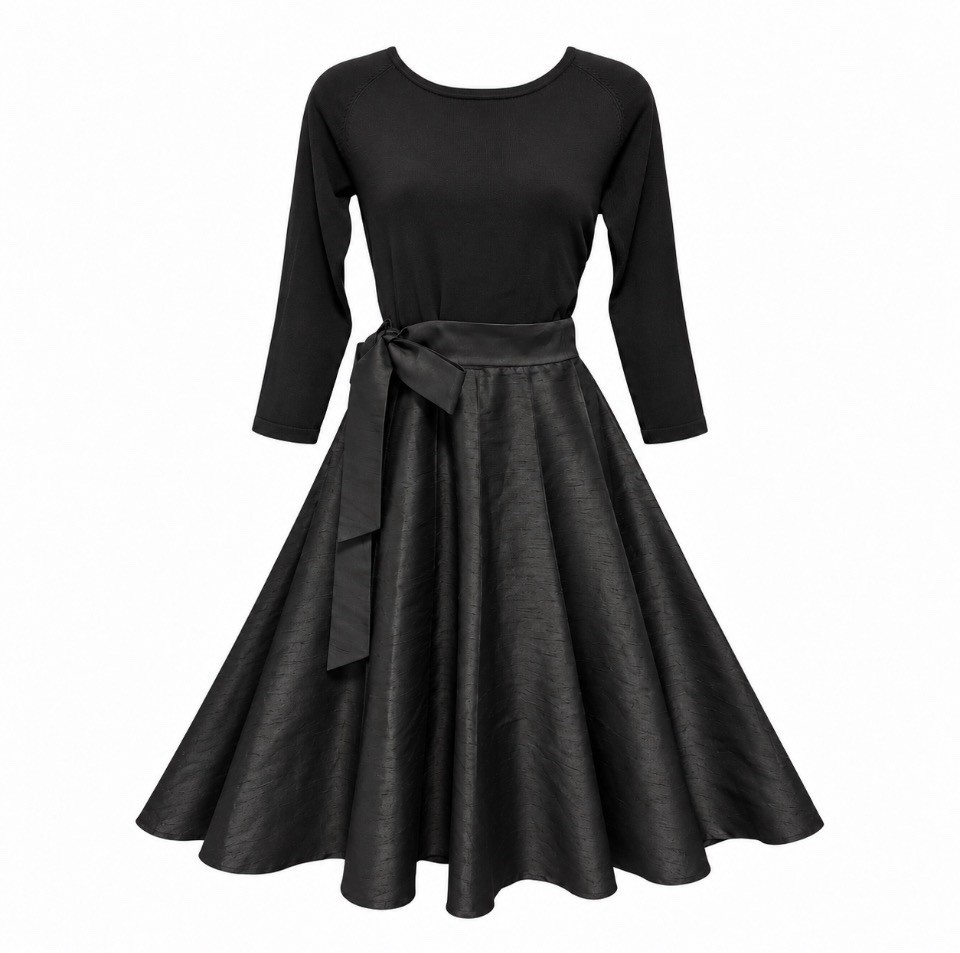Maeve Anthropologie Minuit Flare Black Evening Dress With Bow For Women Size 8