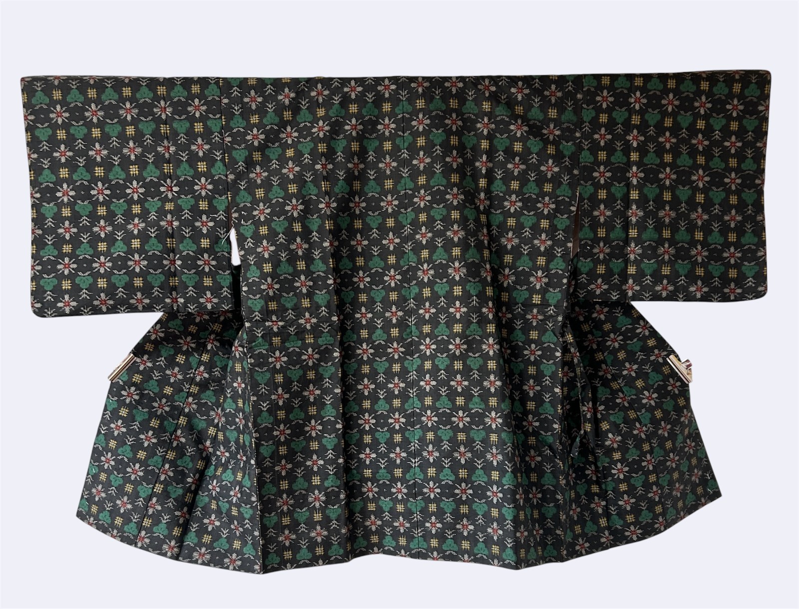 VINTAGE JAPANESE KIMONO HAORI JACKET ／ SILK  TSUMUGI ／AWASE ROBE ／IGETA PATTERN