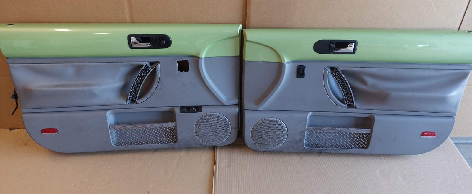 *FAIR* PAIR 1998-2010 VW OEM Volkswagen Beetle HARDTOP Door Panels GREEN/GREY