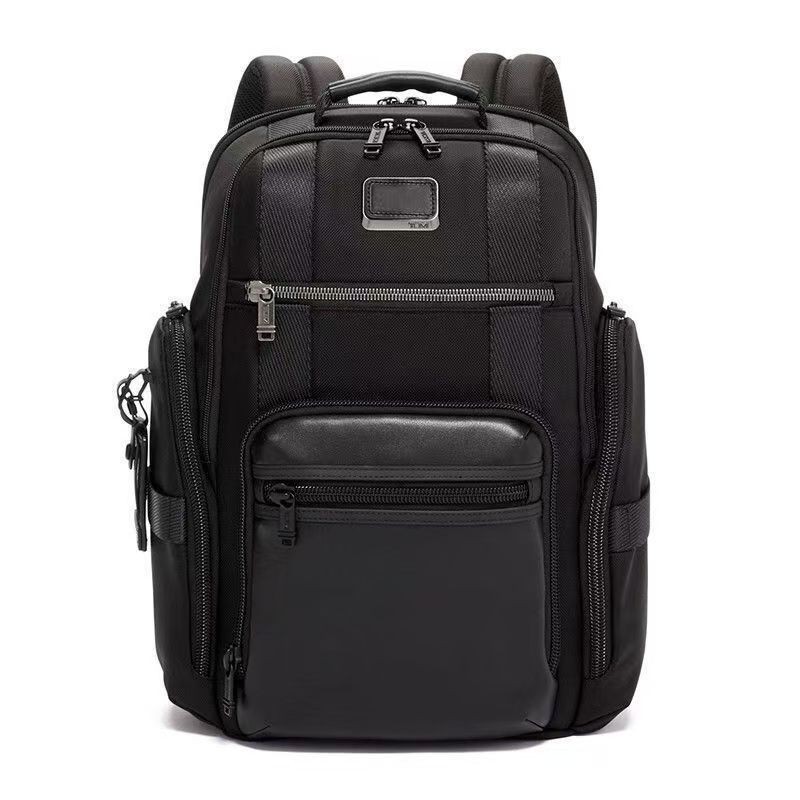 TUMI ALPHA BRAVO Deluxe Backpack Leather Ballistic Nylon Black NEW 232389D