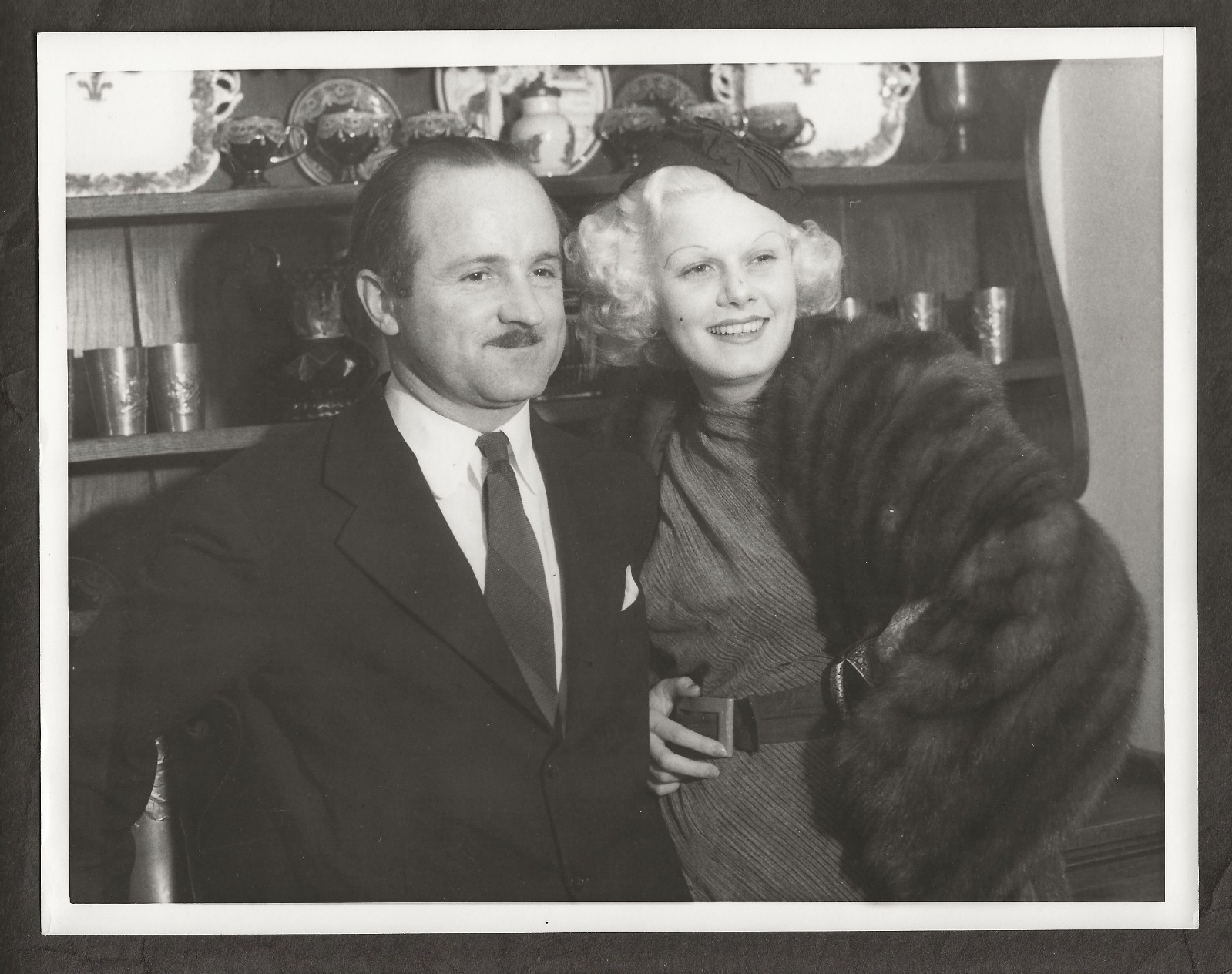 1930's JEAN HARLOW & HUSBAND ORIG NEWS SERVICE PHOTO
