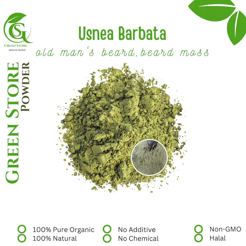Organic Pure Powder Of Old Man\'s Beard Beard Lichen Tree Lichen (Usnea Barbata)