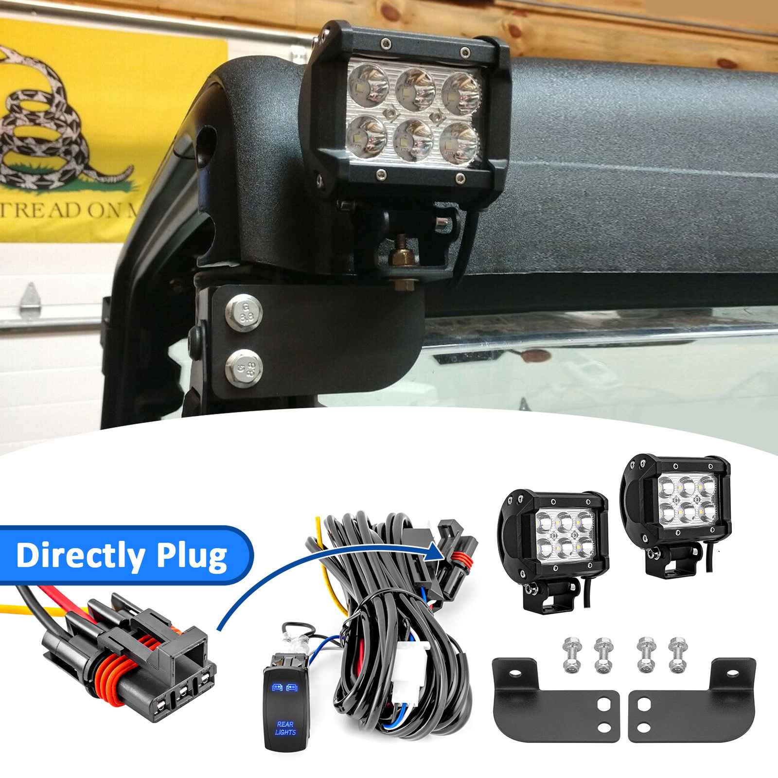 For Polaris Ranger SP 570/XP 1000 Crew Pod LED Rear Tail Light Mount Wire Kit